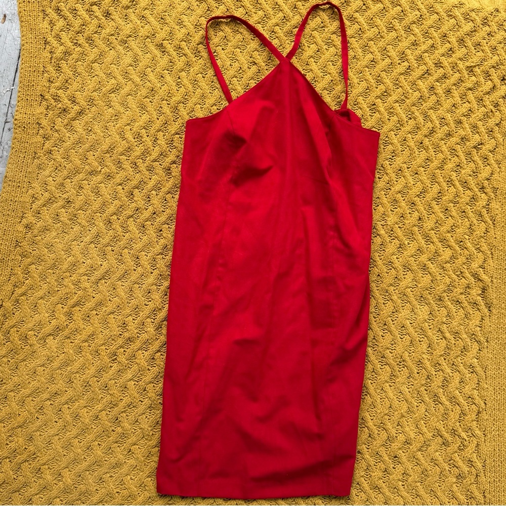 Venezia Sexy Red Women's Dress Summer Spring Size 14 Suede Look Spaghetti Strap